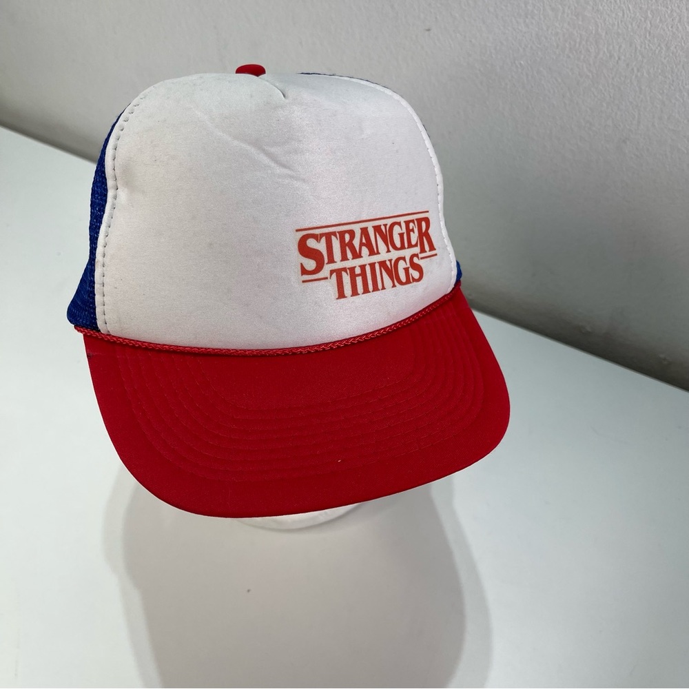 Stranger Things Dustin’s Snapback Trucker Cap Hat Red White Blue